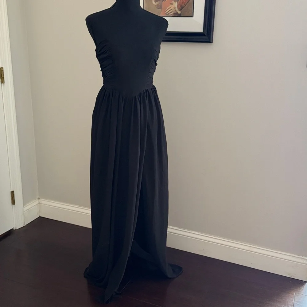 Lulus Luxe Favorite Black Strapless Ruched Maxi Dress Evening Gown Women’s XS - Picture 6 of 6